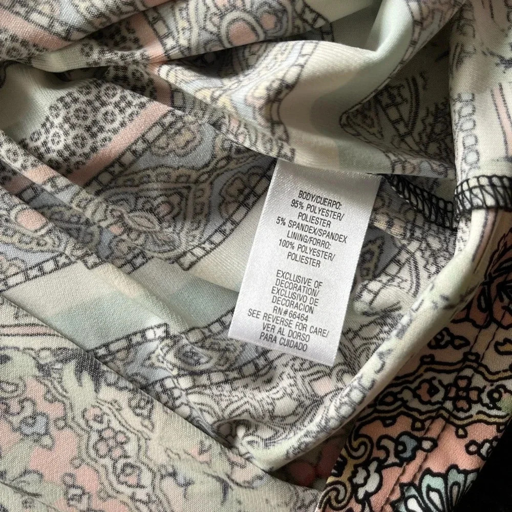 NEW Women's Sandra Darren Floral Paisley Jersey Shift Dress Size 8 Bell sleeve - Picture 7 of 8